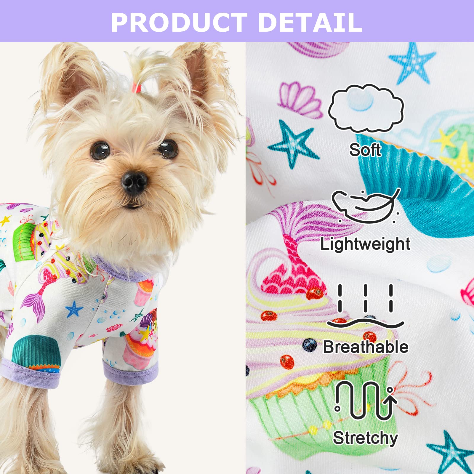 Dog Pajamas Summer Fall Dog Clothes for Small Dogs Girl Boy Soft Stretchy Medium Size Pajamas Cute Cake Puppy Pjs Onesies Pet Ju